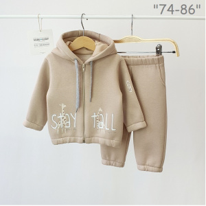 Комплект Худи на молнии+Брюки, бежевый