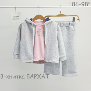 Комплект Худи на молнии+Брюки, серый меланж