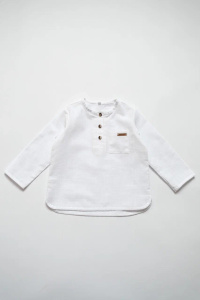 Рубашка "Babyedel" на трех пуговицах, ворот под окантовку, Белый