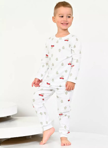Пижама детская "Машинка с елкой", белый