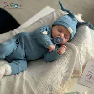 Justborn Комбинезон+шапочка, голубой