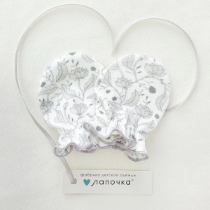 Рукавички, тофу/цветы синим