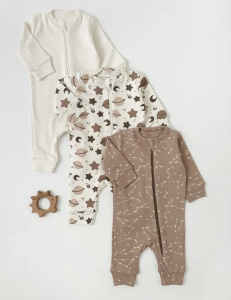 Комбинезон нательный  "Планеты" с манжетом, молочный