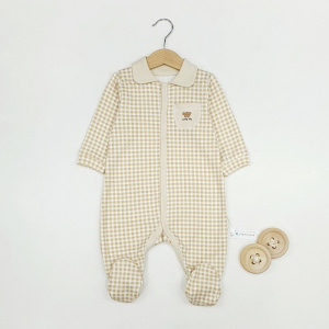 Комбинезон, бежевый/клетка