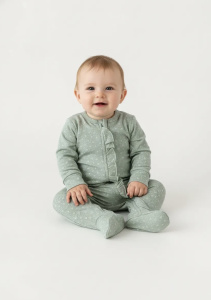 Слип  с рюшей "Цветочек-горошек" на молнии, зеленый