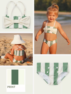 Купальник для девочек двухпредметный (лиф купальный + плавки),green&stripes