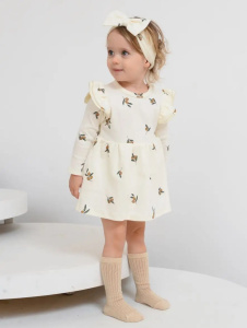 Боди-платье "Фантазия" с бантом, молочный