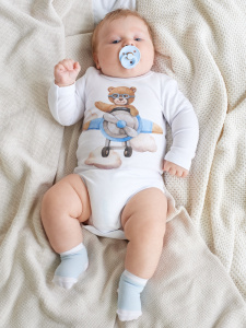 Набор носков голубых (месяц, звездочка, без принта) 3 шт., разноцветный