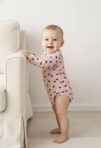 Боди  "Черные бантики", бежевый