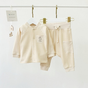 Кофточка, бежевый/клетка