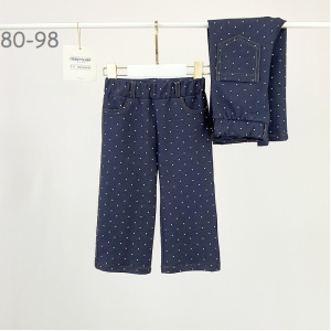 Брюки, синий джинс/горошек