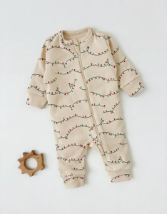 Комбинезон нательный "Фонарики" с манжетом, кремовый