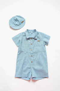 Набор 2 предмета "Babyedel": песочник (воротник стойка); панамка-кепка, Джинсовый