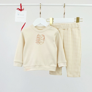 Комплект домашний(пижама), бежевый/клетка