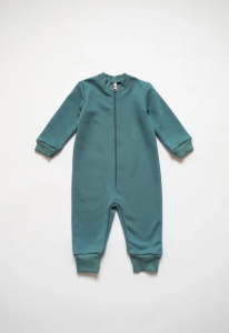 Комбинезон на молнии,воротник стойка, малахит