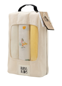 Пелёнки фланелевые BUBA KIDS, Утка мандаринка/Жёлтая пастель/Сливочный