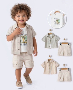 Костюм тройка, полоска бежевый