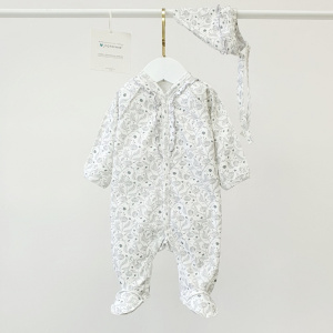 Комбинезон, тофу/цветы синим