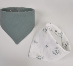 Сет из 2х слюнявчиков Bebo муслиновый углком Нежные веточки/Мятный