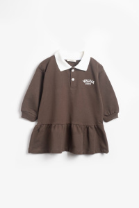 Платье с воротником, коричневый