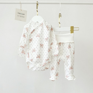 Боди, молочный/бантики