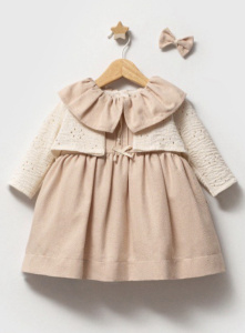 Комплект платье/ кардиган, бежевый