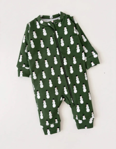 Комбинезон нательный "Снеговик" с манжетом, зеленый