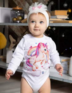 Боди авторский принт "Единорожка", белый