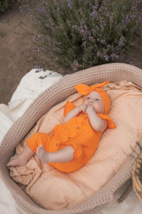 Комплект 2 пред. Babyedel:песочник (рукава-крылышки,низ на резинке), повязка "Солоха", Оранжевый