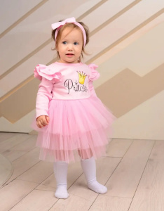 Боди-платье "Little Princess" с бантом, розовый