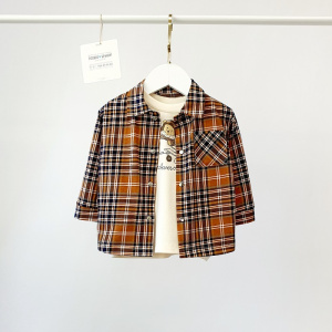 Сорочка верхняя (Рубашка), бежевый/клетка