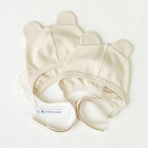 Чепчик с ушками, бежевый