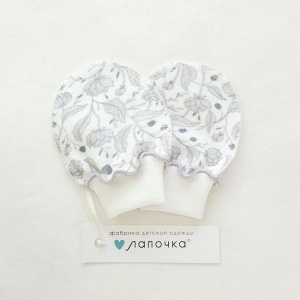 Рукавички, тофу/цветы синим