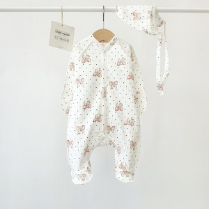 Комбинезон, молочный/бантики