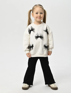 Костюм  "Бантики" (свитшот, брюки), молочный