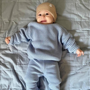 Брючки вязаные Simple, васильковые