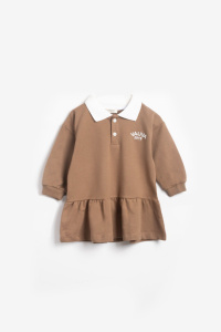 Платье с воротником, бежевый