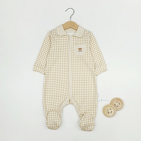 Комбинезон, бежевый/клетка