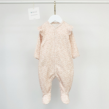 Комбинезон, нюдовый/цветочки