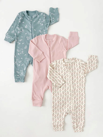 Комбинезон нательный "Веточки" с манжетом, розовый