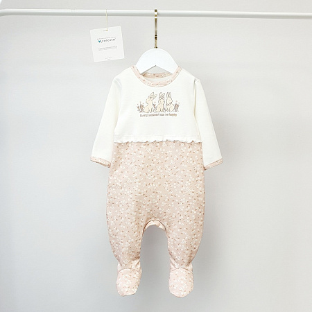 Комбинезон, молочный/цветочек