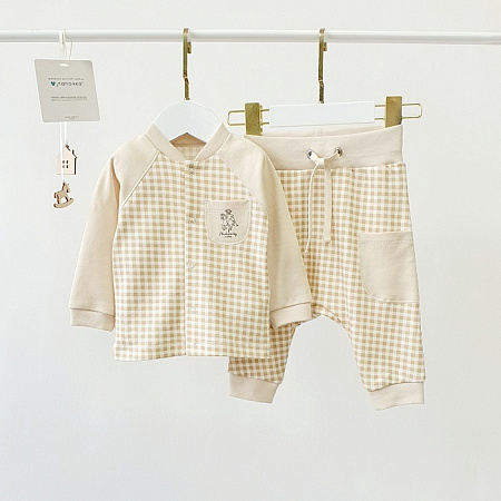 Кофточка, бежевый/клетка