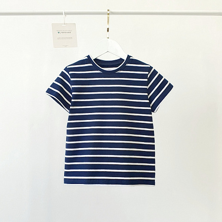 Футболка, тофу/синяя полоска