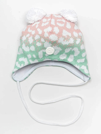 ШАПКА "Sunset", мятный/розовый/белый