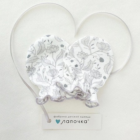 Рукавички, тофу/цветы синим