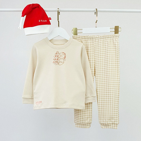 Комплект домашний(пижама), бежевый/клетка