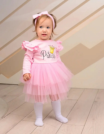 Боди-платье "Little Princess" с бантом, розовый